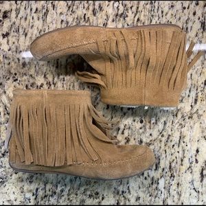 Lucky Brand Fringe Suede Moccasin Boots
